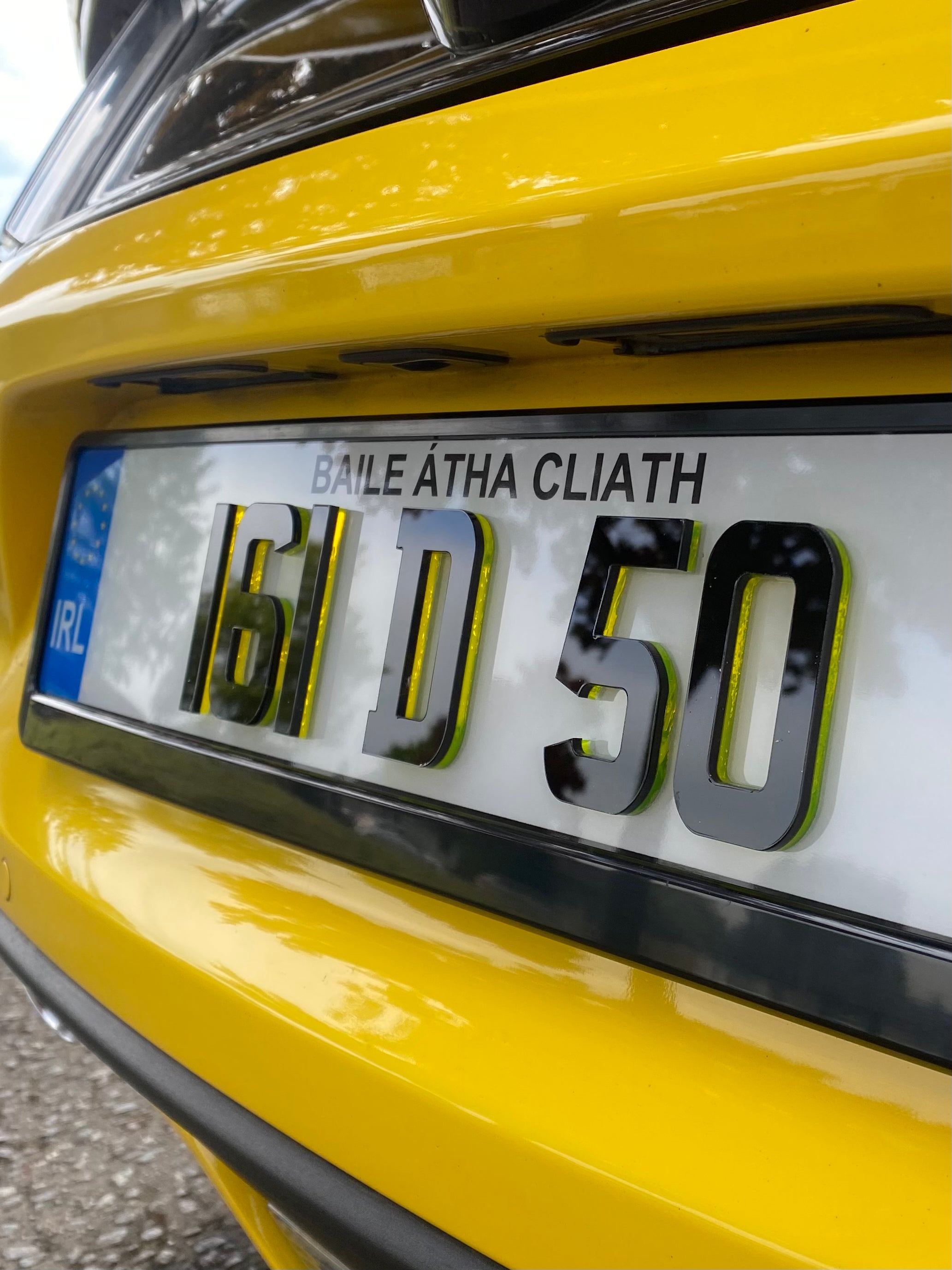 Neon Yellow 4D Number Plates (x2) Fresh Plates