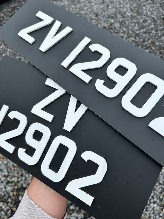 Custom Vintage 4D Number Plates (x2)