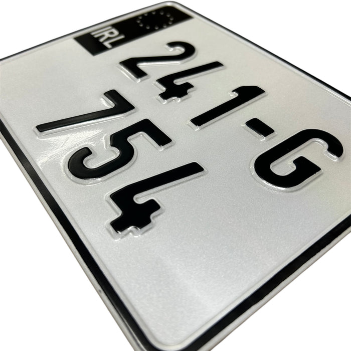 Pressed Motorbike Plate - Irish Font (x1)