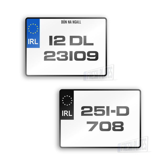 2D Square Metro Style Number Plates (x2)