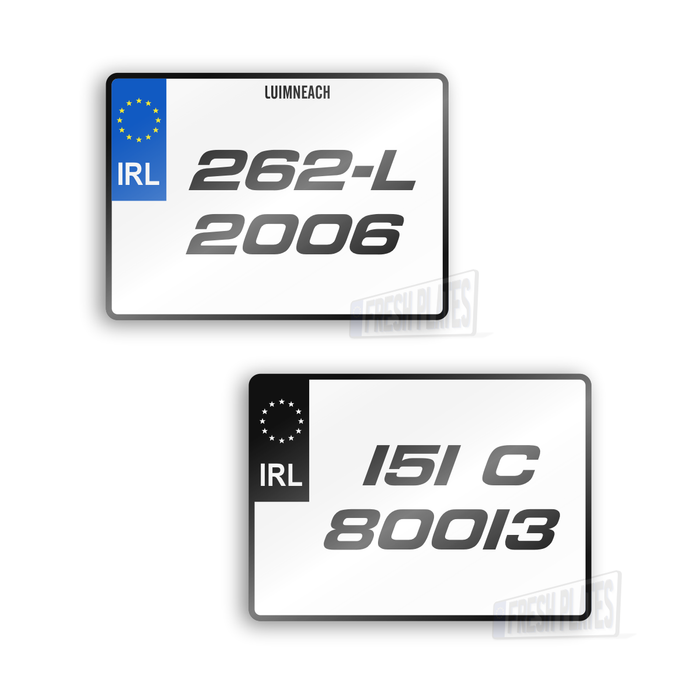 2D Square Sports Style  Number Plates (x2)