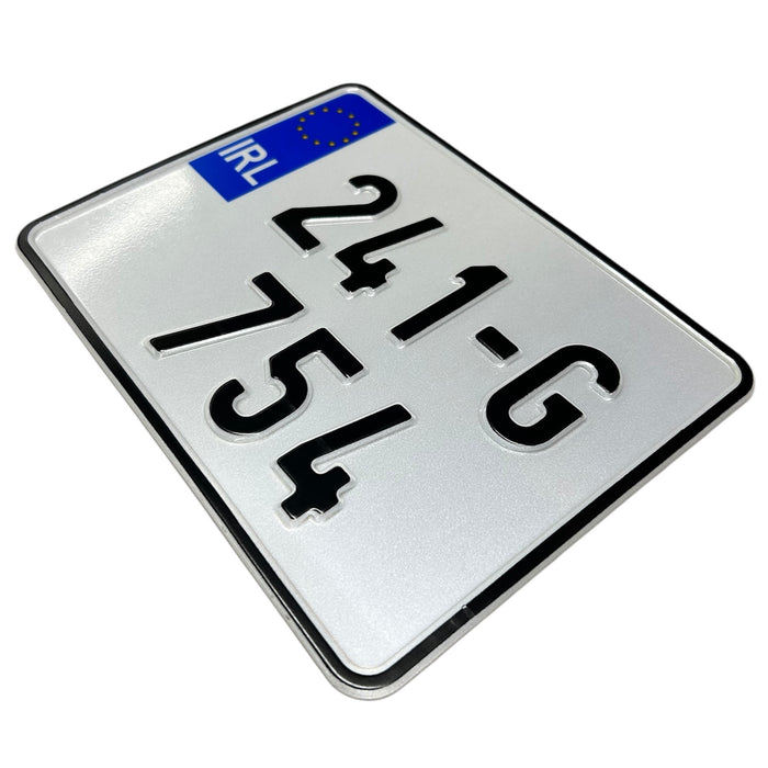 Pressed Motorbike Plate - Irish Font (x1)