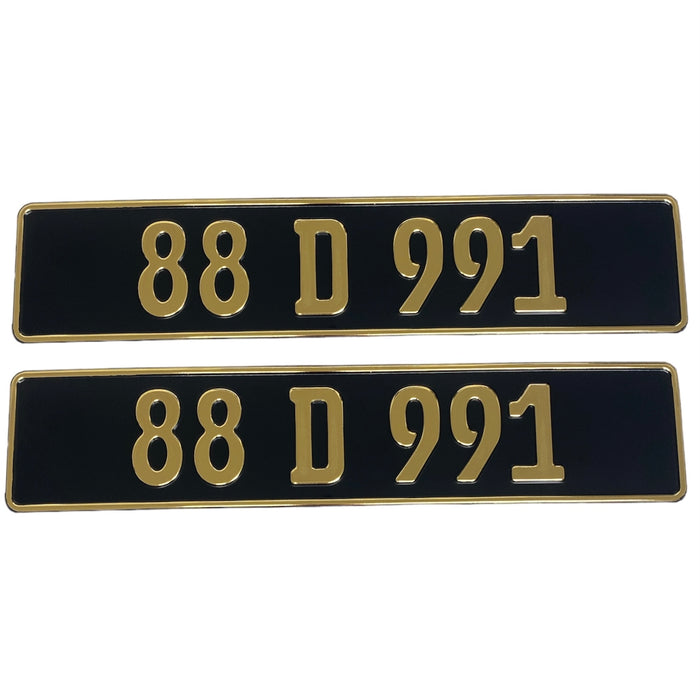 German Vintage Gold  - Number Plates (x2)