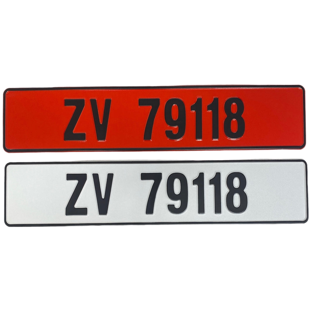 Red / White Irish Vintage  - Number Plates (x2)