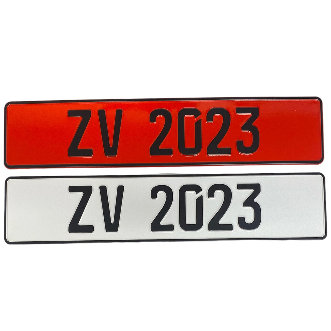 Red / White German Vintage  - Number Plates (x2)