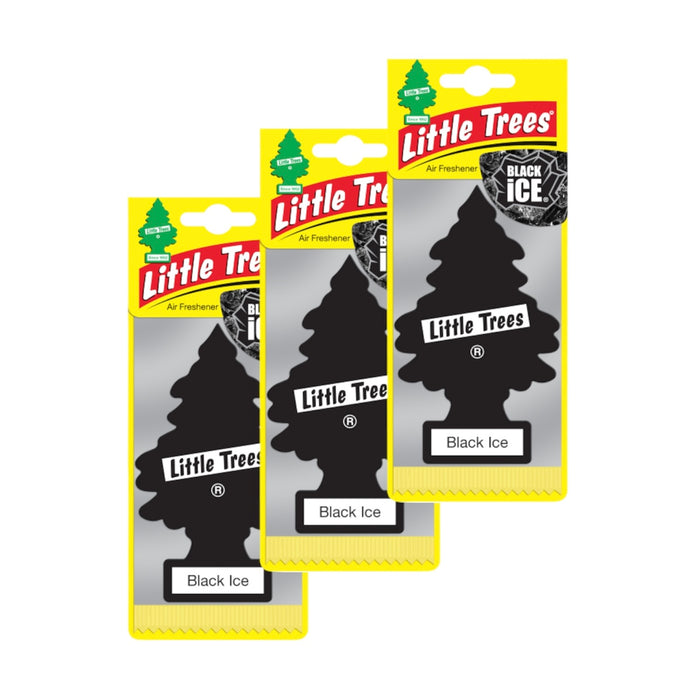 (x3) Little Trees Black Ice Car Air Freshener