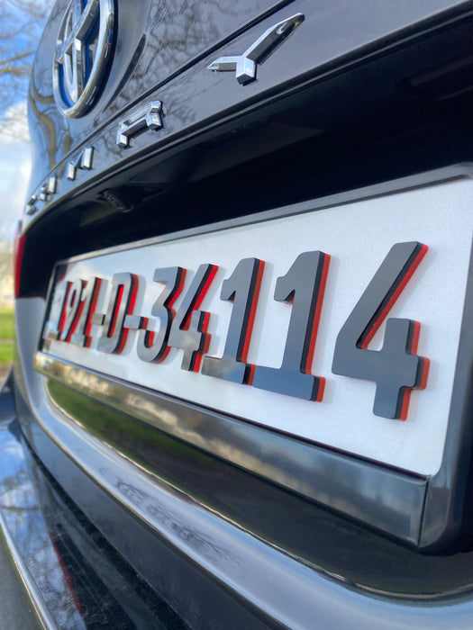 German Neon Red 4D - Number Plates (x2)