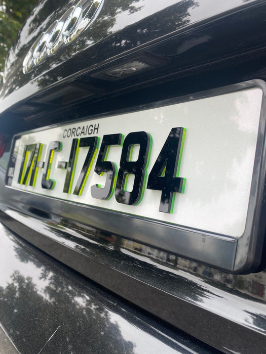 Neon Green 4D - Number Plates (x2)