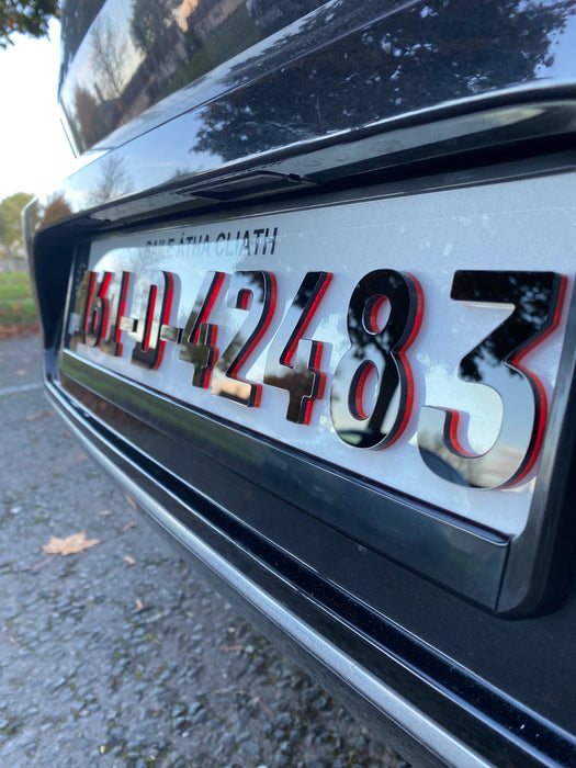 German Neon Red 4D - Number Plates (x2)